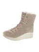 Stuart Weitzman Faux Fur Lace-Up Boots