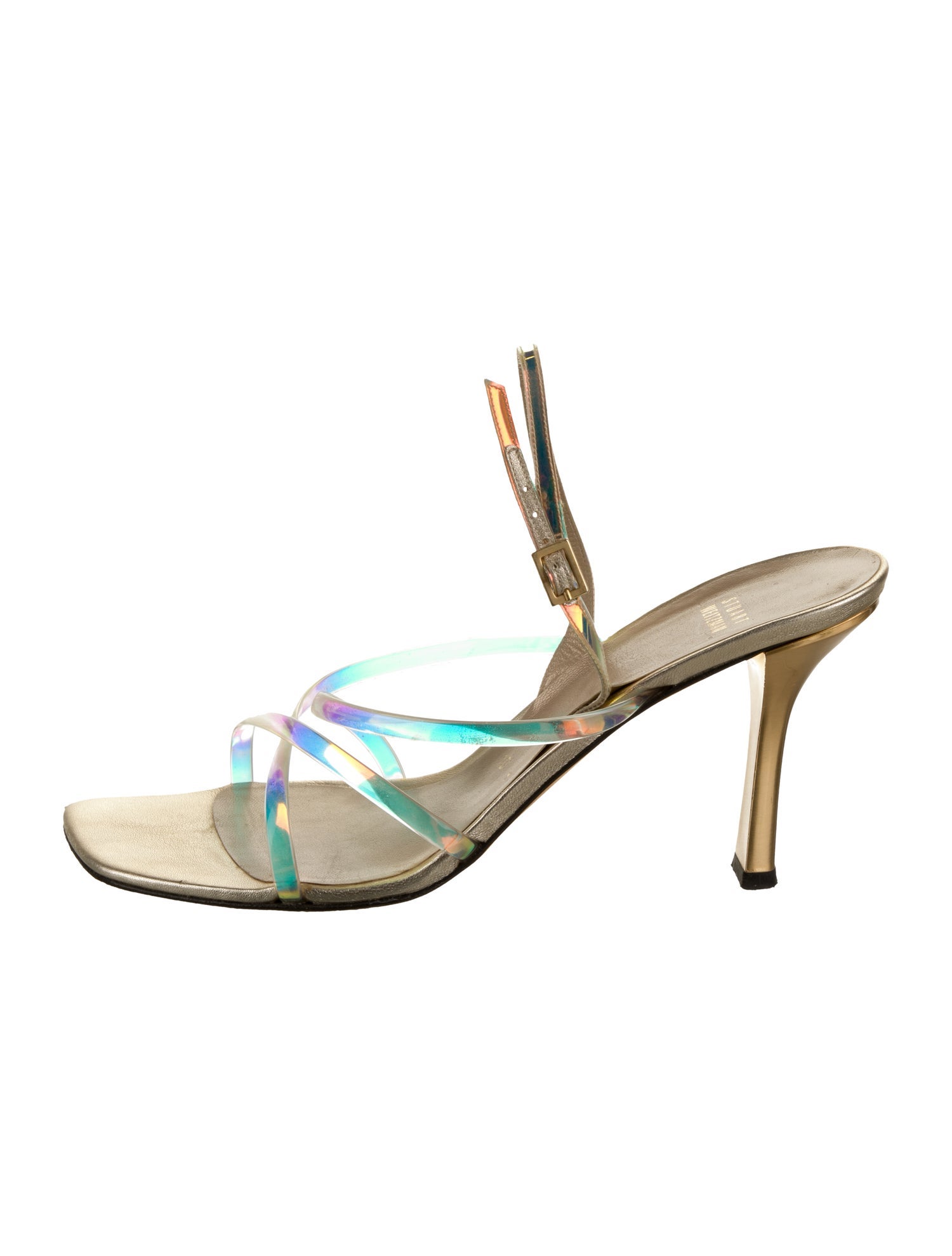 Stuart Weitzman PVC Colorblock Pattern Slingback Sandals