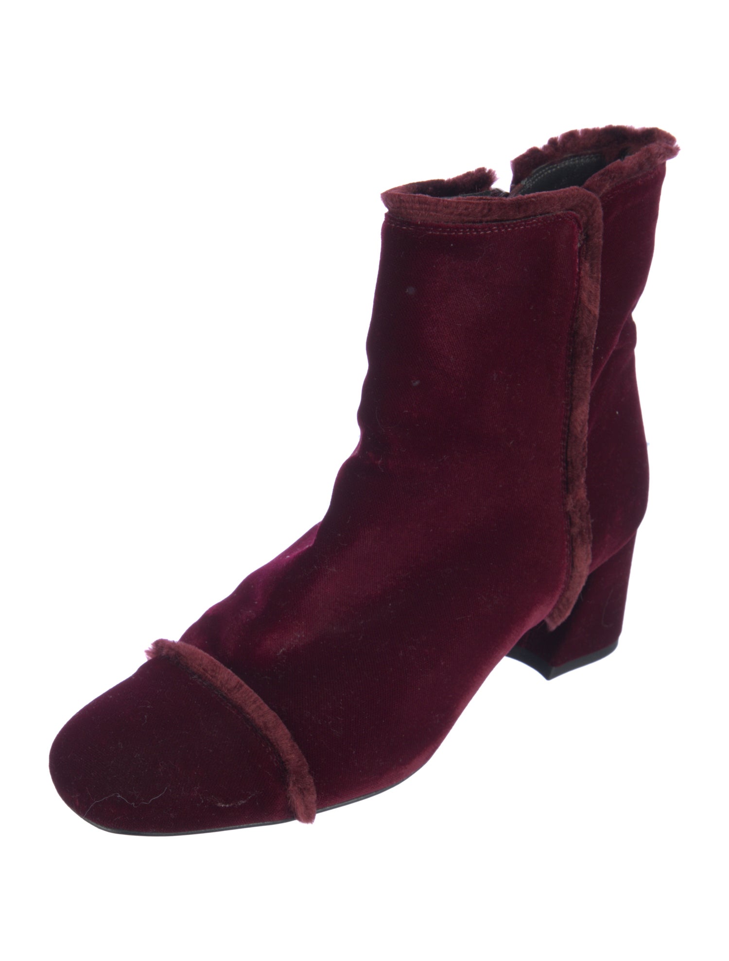 Stuart Weitzman Velvet Faux Fur Trim Boots