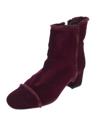 Stuart Weitzman Velvet Faux Fur Trim Boots