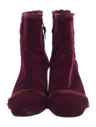 Stuart Weitzman Velvet Faux Fur Trim Boots