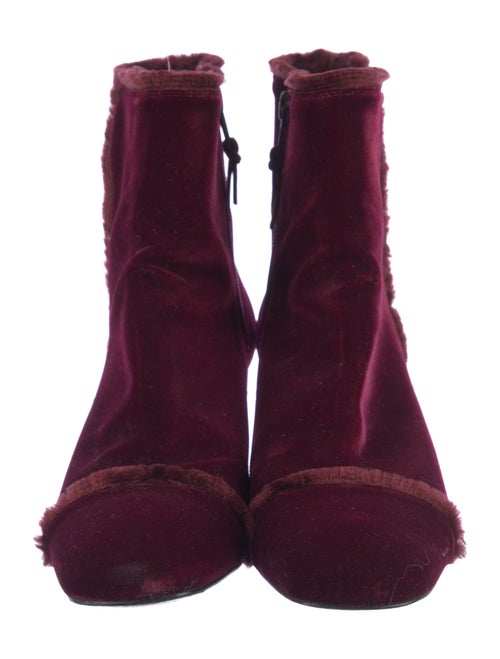Stuart Weitzman Velvet Faux Fur Trim Boots
