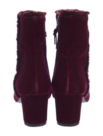 Stuart Weitzman Velvet Faux Fur Trim Boots