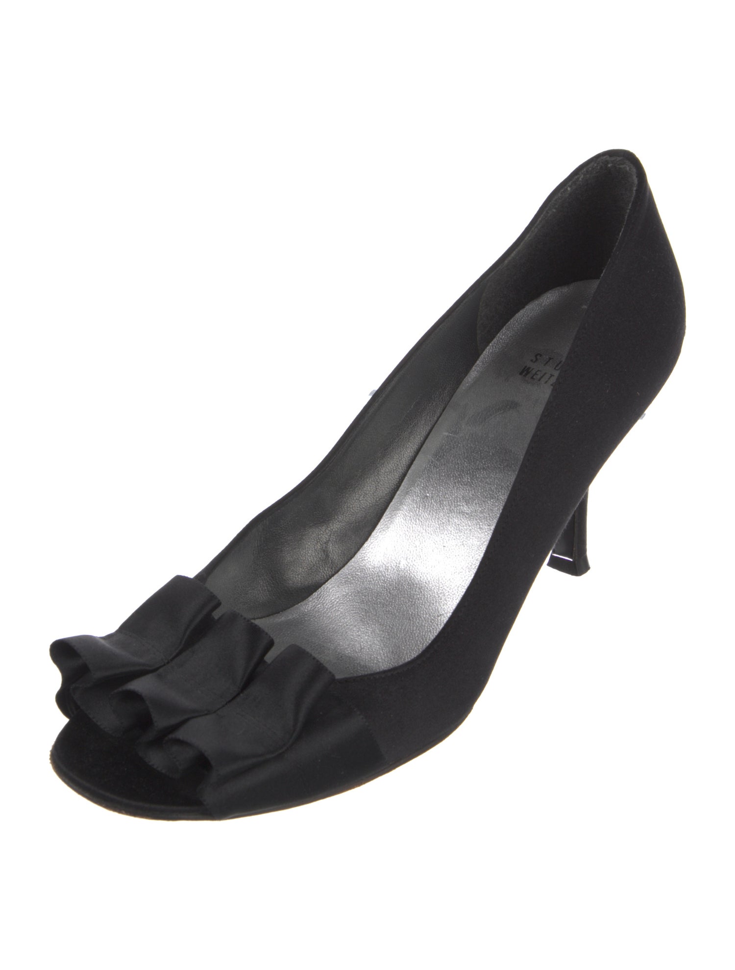 Stuart Weitzman Satin Ruffle Embellishment Pumps