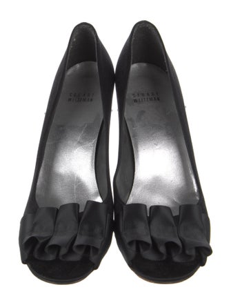Stuart Weitzman Satin Ruffle Embellishment Pumps