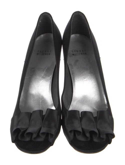 Stuart Weitzman Satin Ruffle Embellishment Pumps