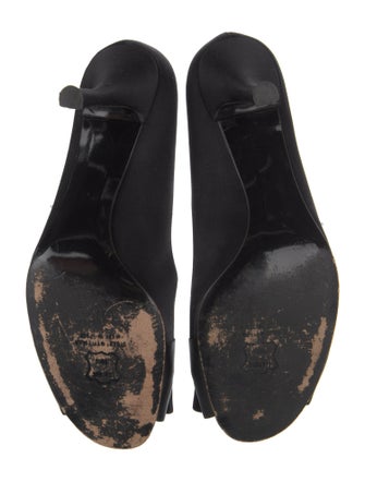 Stuart Weitzman Satin Ruffle Embellishment Pumps