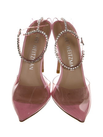 Stuart Weitzman PVC Crystal Embellishments Mules
