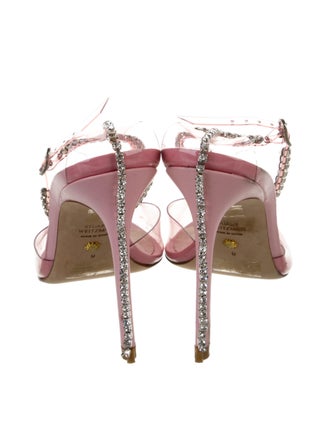 Stuart Weitzman PVC Crystal Embellishments Mules