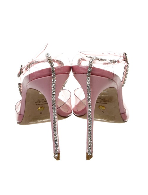 Stuart Weitzman PVC Crystal Embellishments Mules