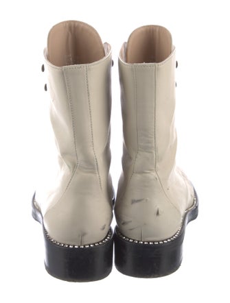 Stuart Weitzman Leather Crystal Embellishments Combat Boots