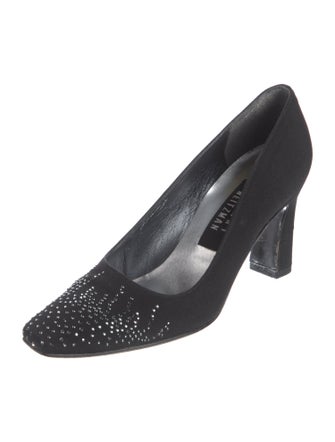 Stuart Weitzman Canvas Crystal Embellishments Pumps