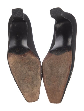 Stuart Weitzman Canvas Crystal Embellishments Pumps