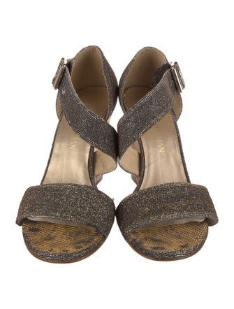 Stuart Weitzman Leather Glitter Accents Espadrilles