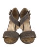 Stuart Weitzman Leather Glitter Accents Espadrilles