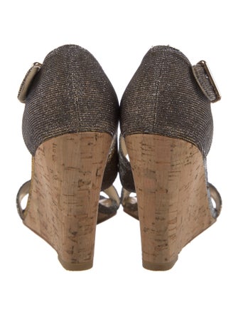 Stuart Weitzman Leather Glitter Accents Espadrilles