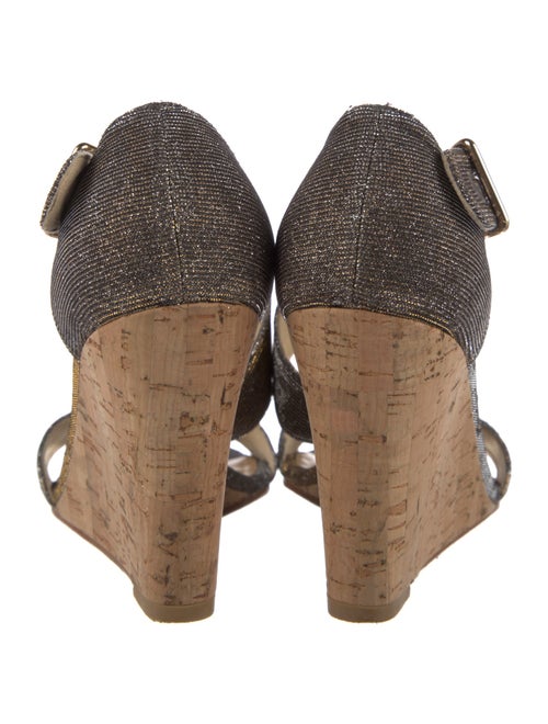 Stuart Weitzman Leather Glitter Accents Espadrilles
