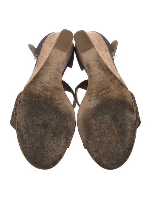 Stuart Weitzman Leather Glitter Accents Espadrilles