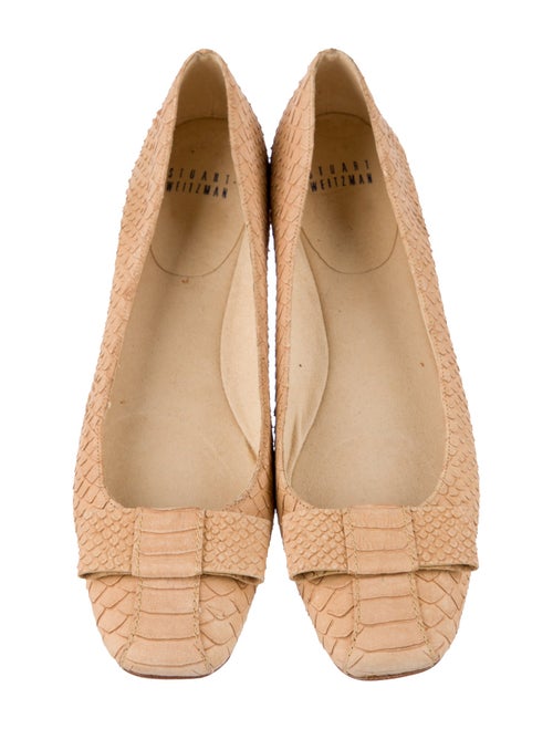 Stuart Weitzman Suede Bow Accents Ballet Flats