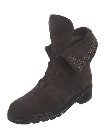 Stuart Weitzman Suede Studded Accents Combat Boots