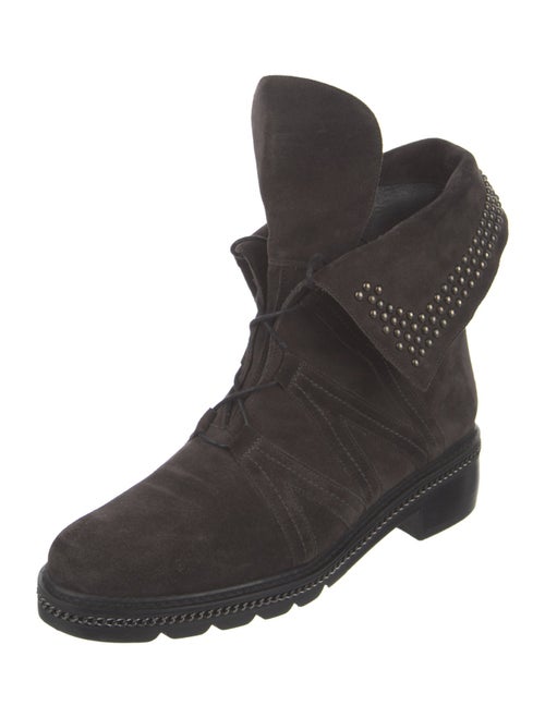 Stuart Weitzman Suede Studded Accents Combat Boots