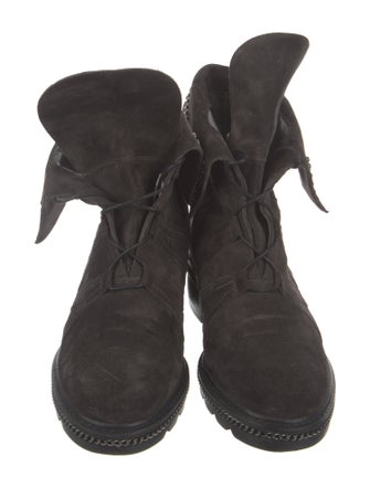 Stuart Weitzman Suede Studded Accents Combat Boots