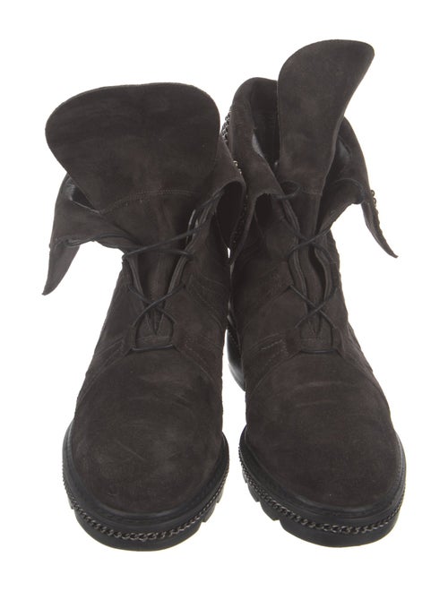 Stuart Weitzman Suede Studded Accents Combat Boots