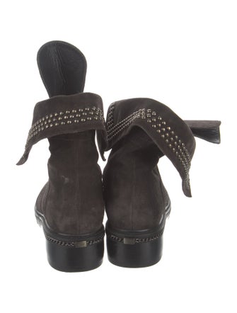 Stuart Weitzman Suede Studded Accents Combat Boots