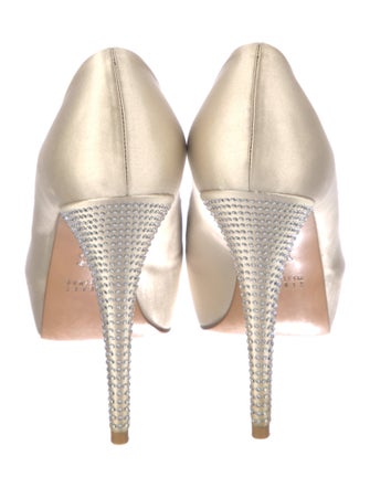 Stuart Weitzman Satin Crystal Embellishments Pumps