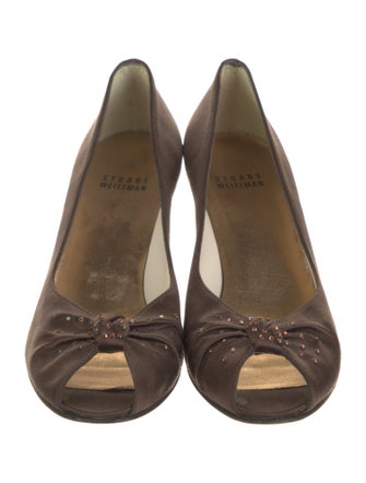 Stuart Weitzman Satin Crystal Embellishments Pumps