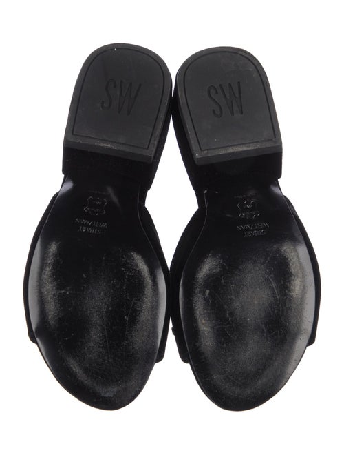 Stuart Weitzman Faux Pearl Accents Velvet Slides