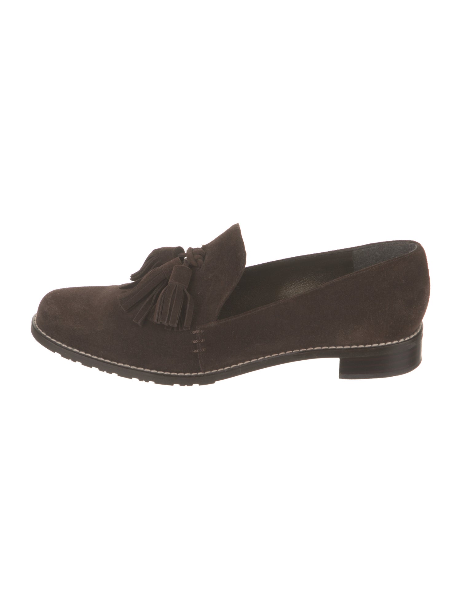 Stuart Weitzman Suede Tassel Accents Loafers