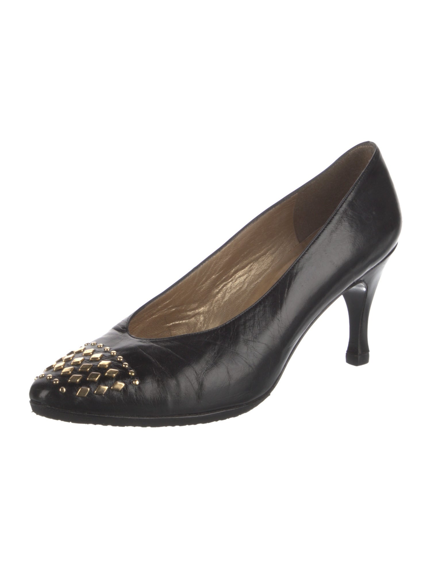 Stuart Weitzman Leather Studded Accents Pumps