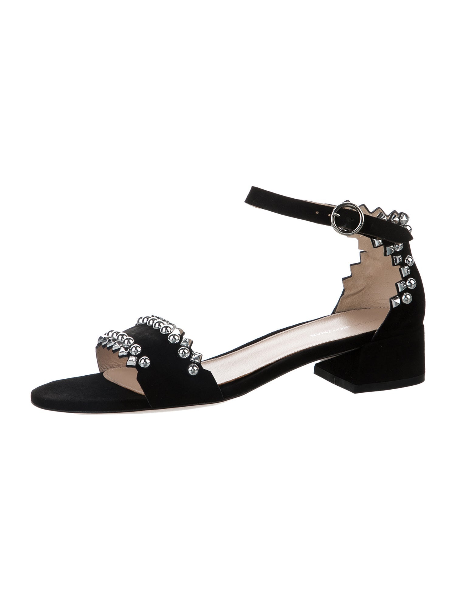 Stuart Weitzman Suede Studded Accents Sandals