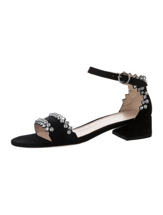 Stuart Weitzman Suede Studded Accents Sandals