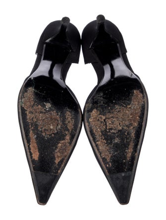 Stuart Weitzman Satin Crystal Embellishments T-Strap Pumps