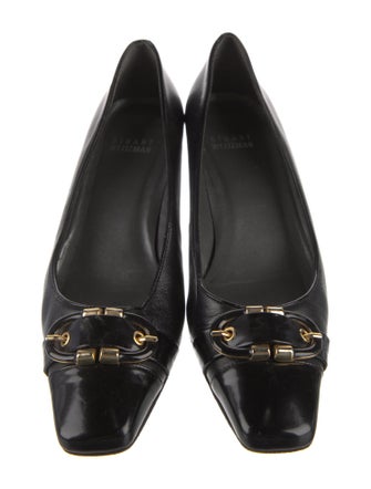 Stuart Weitzman Leather Chain-Link Accents Ballet Flats