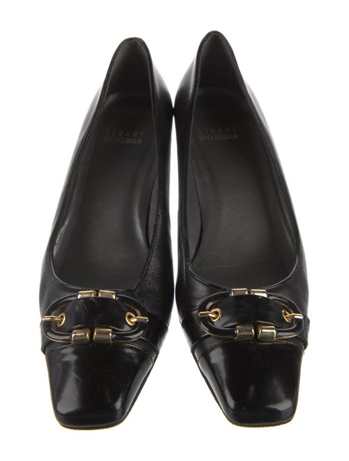 Stuart Weitzman Leather Chain-Link Accents Ballet Flats