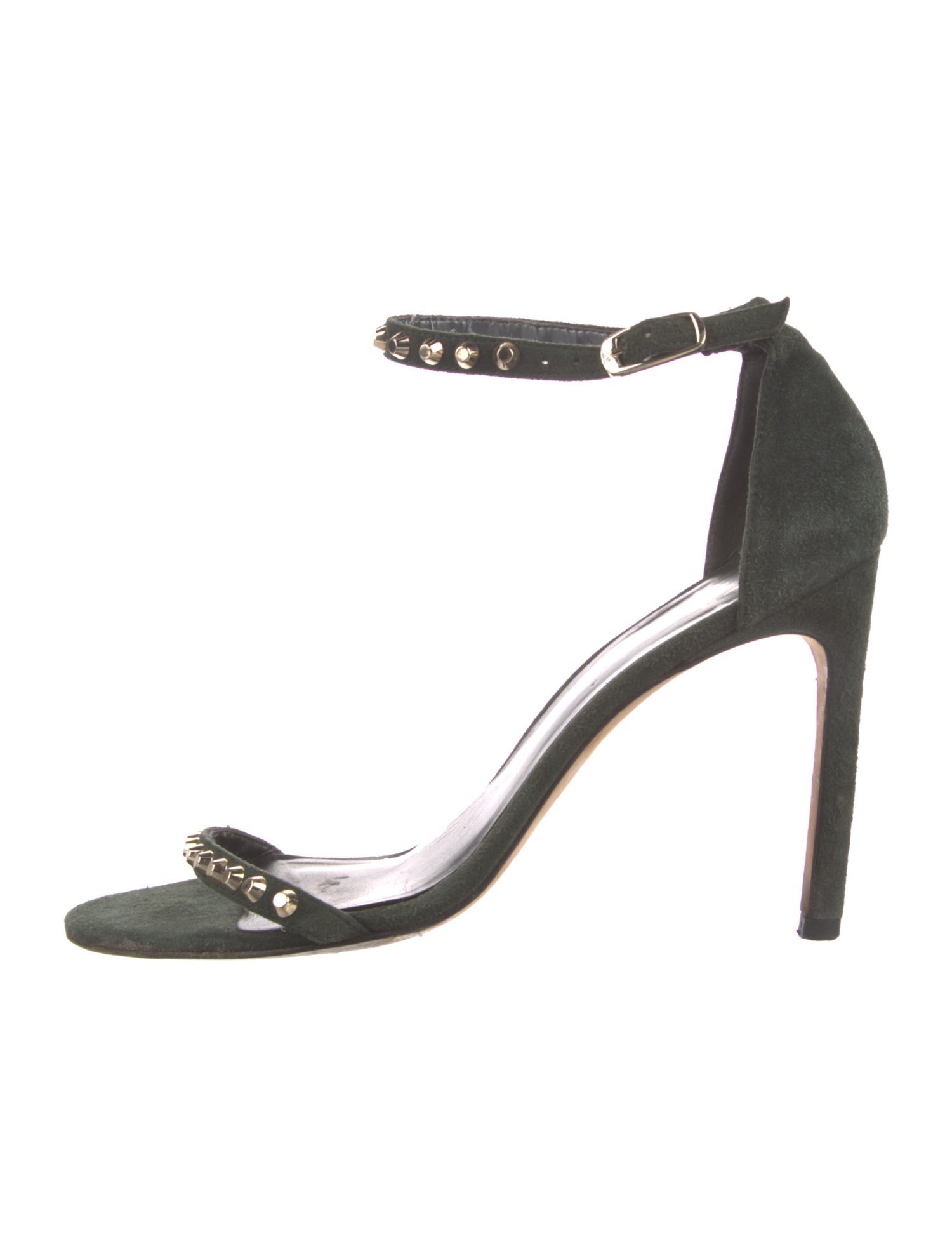 Stuart Weitzman Suede Studded Accents Sandals