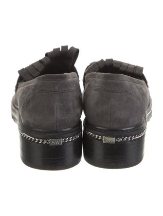 Stuart Weitzman Suede Chain-Link Accents Loafers