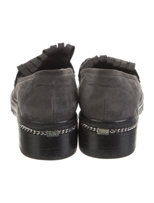 Stuart Weitzman Suede Chain-Link Accents Loafers