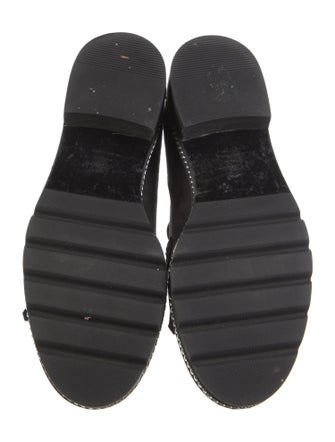 Stuart Weitzman Suede Chain-Link Accents Loafers