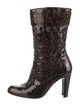 Stuart Weitzman Patent Leather Animal Print Combat Boots