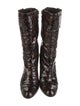 Stuart Weitzman Patent Leather Animal Print Combat Boots