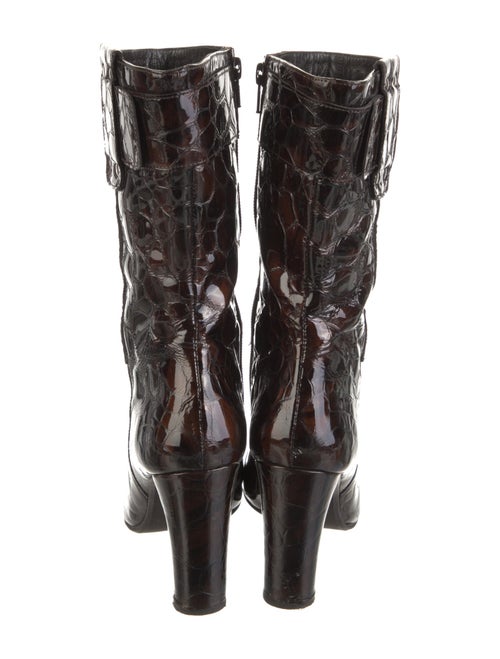 Stuart Weitzman Patent Leather Animal Print Combat Boots