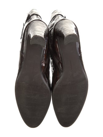 Stuart Weitzman Patent Leather Animal Print Combat Boots