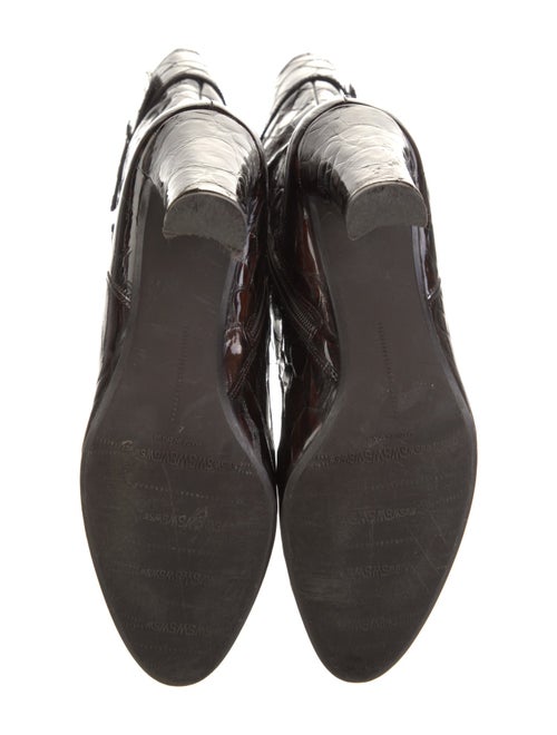 Stuart Weitzman Patent Leather Animal Print Combat Boots