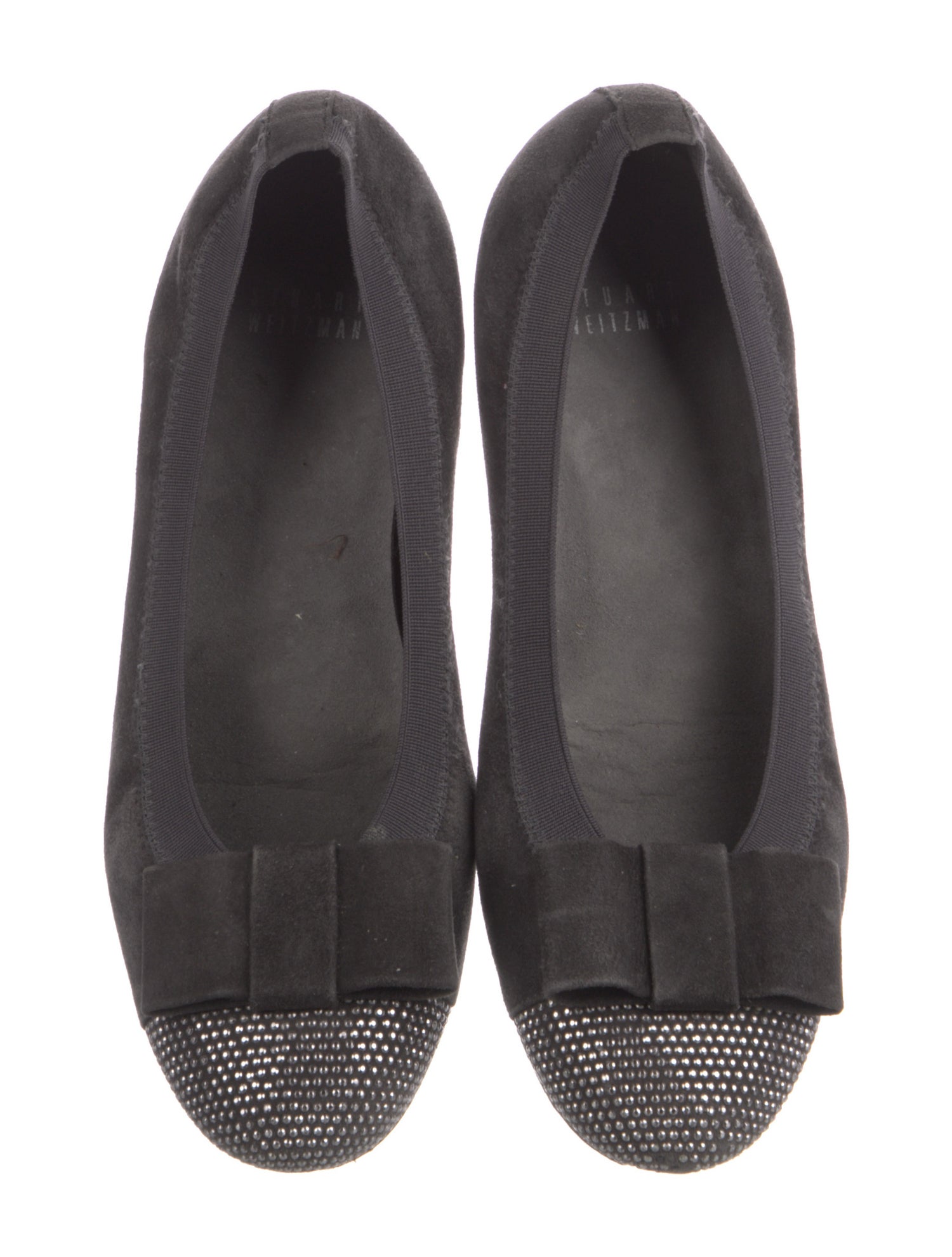 Stuart Weitzman Suede Bow Accents Ballet Flats