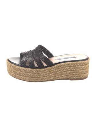Stuart Weitzman Leather Braided Accents Mules