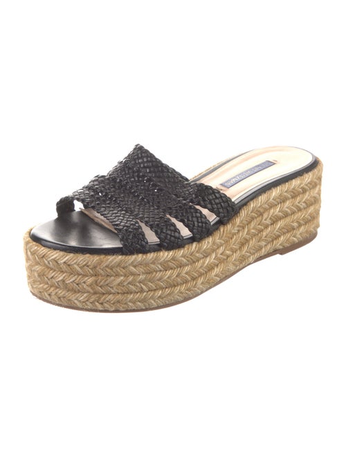 Stuart Weitzman Leather Braided Accents Mules